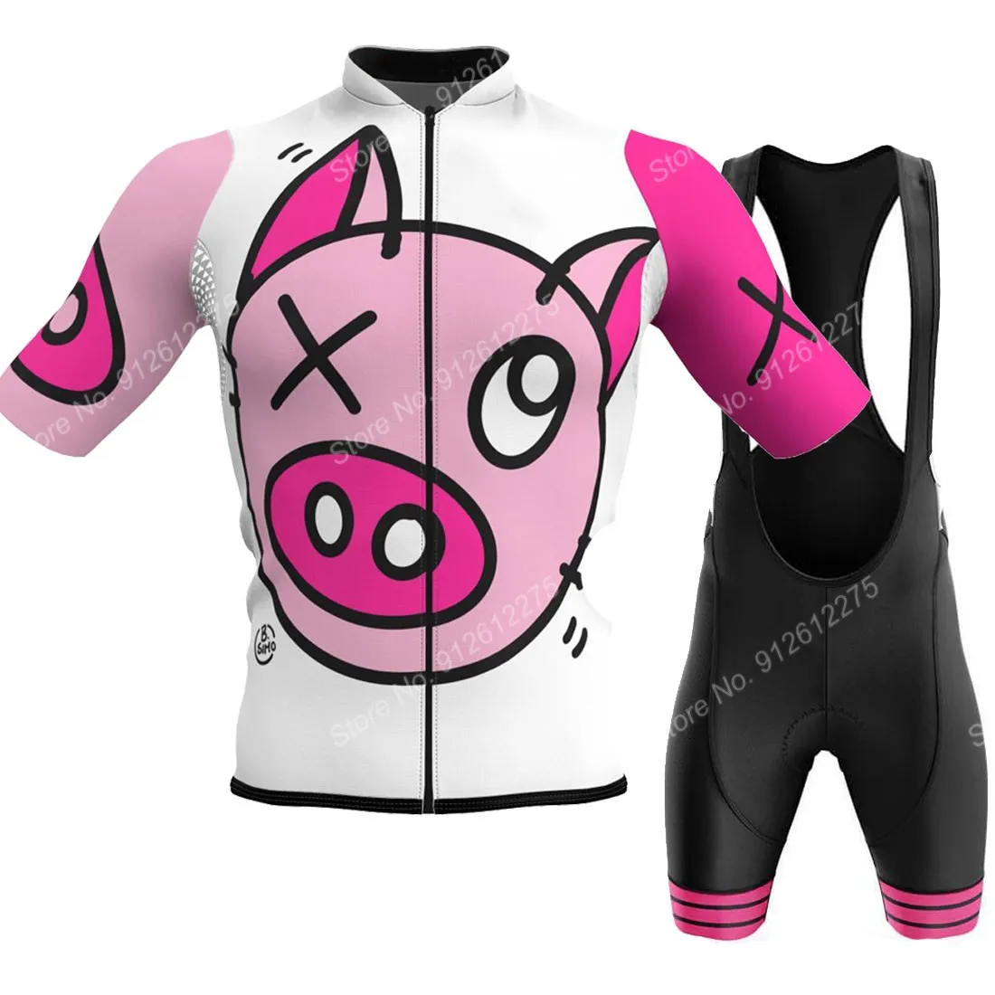 Cycling Bib Shorts - Set Cartoon Comic Schwein 2023 Radfahren