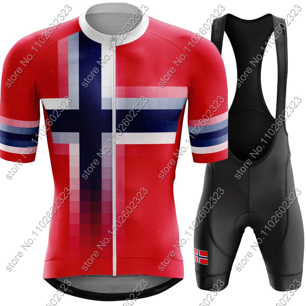 Cycling Bib Shorts - 2024 Norwegen Rad trikot Nationalmannschaft Set